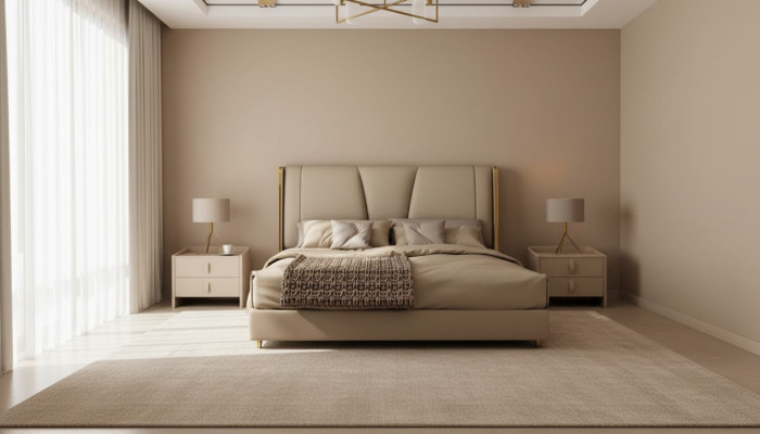 Slaapkamer Ontwerper Beige Bed Tweepersoonsbedden LED-bedden Lederen bedden