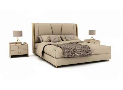 Slaapkamer Ontwerper Beige Bed Tweepersoonsbedden LED-bedden Lederen bedden