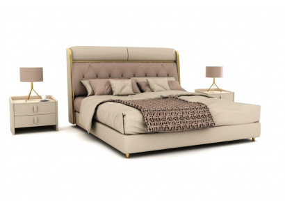 Stijlvolle beige slaapkamer bed dubbel bed textiel bedden LED bed
