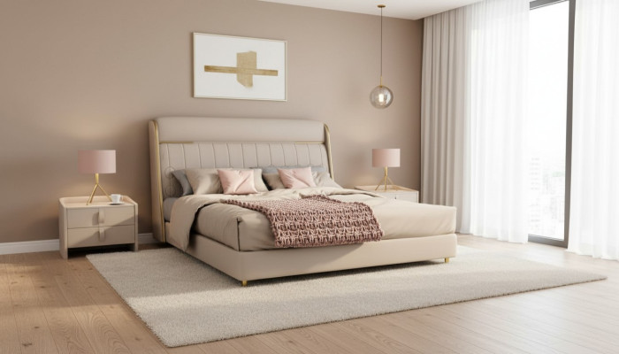 Luxe Beige Slaapkamer Bed Stijlvol Slaapkamer Houten Meubels