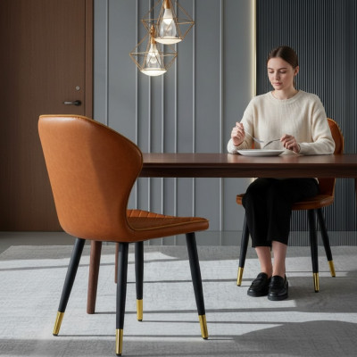 Bruine eetkamerstoel Moderne 1-zits designer fauteuil