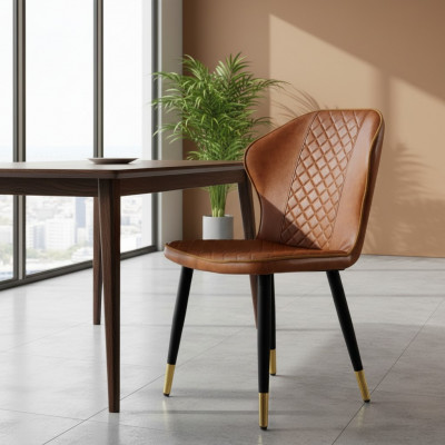 Bruine eetkamerstoel Moderne 1-zits designer fauteuil