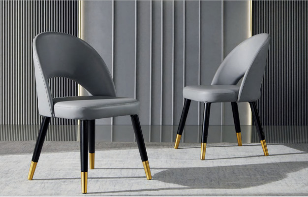 Moderne grijze eetkamerstoel 1-zits designer houten stoelen