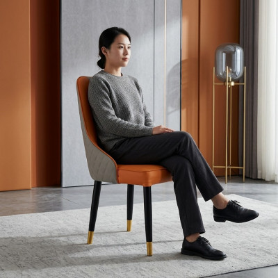 Oranje eetkamerstoel Houten stoelen Moderne hoge stoelen zonder armleuningen