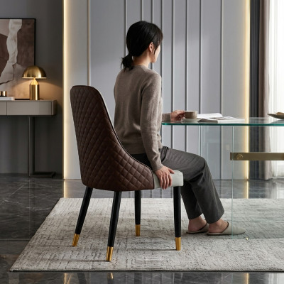 Zwarte-grijze eetkamerstoel Luxe eetkamermeubelen Houten stoelen Nieuw