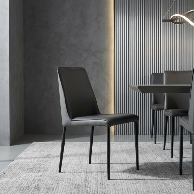 Volledig zwarte eetkamerstoel ontworpen houten stoelen textiel fauteuils