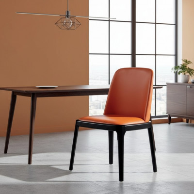 Oranje-zwarte eetkamerstoel Stijlvolle fauteuils Moderne houten stoel