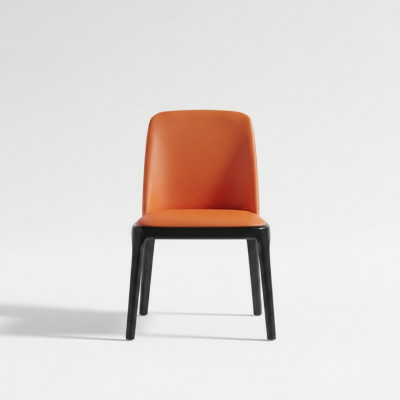 Oranje-zwarte eetkamerstoel Stijlvolle fauteuils Moderne houten stoel