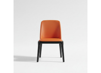Oranje-zwarte eetkamerstoel Stijlvolle fauteuils Moderne houten stoel