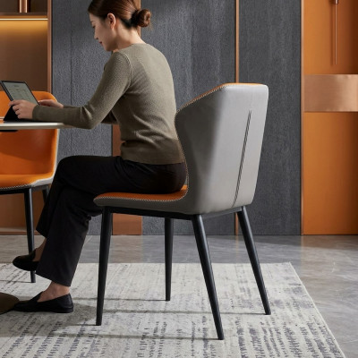 Zwart-oranje eetkamerstoel ontwerper stoelen moderne fauteuils nieuw