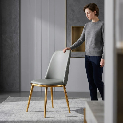 Grijze eetkamerstoel 1-zits designer fauteuils moderne eenzitter