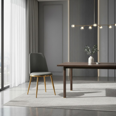 Grijze eetkamerstoel 1-zits designer fauteuils moderne eenzitter