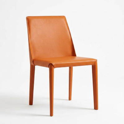 Oranje kunstlederen eetkamerstoel Moderne stoelen Houten frame Nieuw