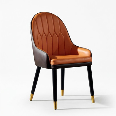Bruin-oranje eetkamerstoelen Ontwerper houten stoelen Moderne leunstoel