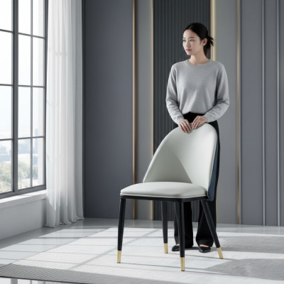 Heldergrijze eetkamerstoel Stijlvolle houten stoelen Moderne fauteuils Nieuw