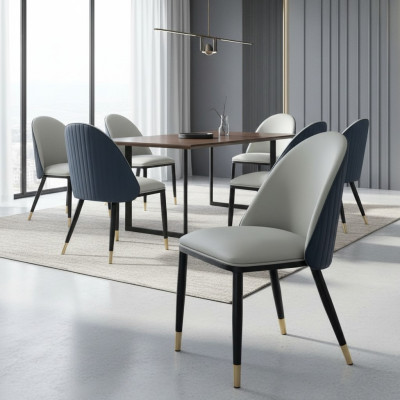 Heldergrijze eetkamerstoel Stijlvolle houten stoelen Moderne fauteuils Nieuw