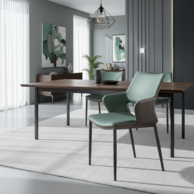 Bruin-groene houten eetkamerstoelen Ontwerper houten stoel Moderne leunstoelen