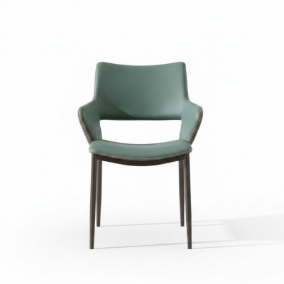 Bruin-groene houten eetkamerstoelen Ontwerper houten stoel Moderne leunstoelen