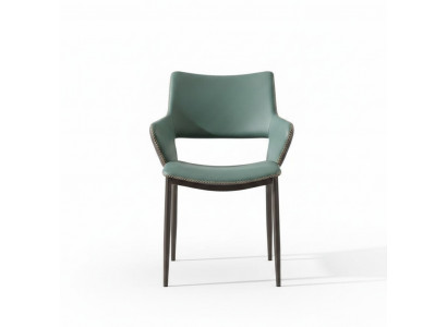 Bruin-groene houten eetkamerstoelen Ontwerper houten stoel Moderne leunstoelen