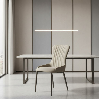 Grijze gestoffeerde stoel Moderne eetkamermeubels Designer eenzitter Nieuw