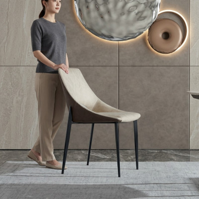 Beige eetkamerstoel Moderne nieuwe houten stoelen Stijlvolle fauteuils met armleuningen