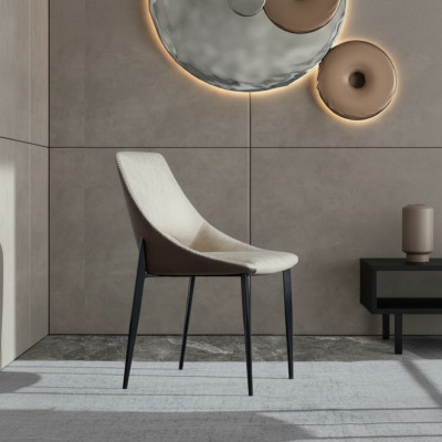 Beige eetkamerstoel Moderne nieuwe houten stoelen Stijlvolle fauteuils met armleuningen