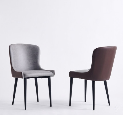 Grijze armstoel designer eetkamerstoelen houten keukenfauteuil.