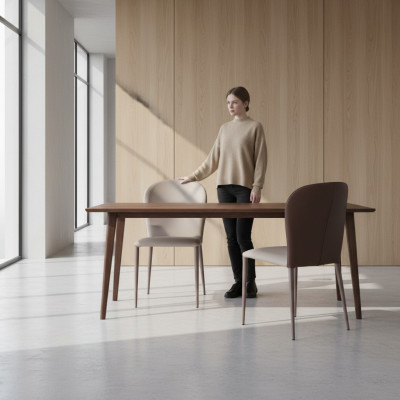 Eetkamermeubels Ontwerper Beige Stoel Moderne Houten Meubelen Nieuwe Fauteuils