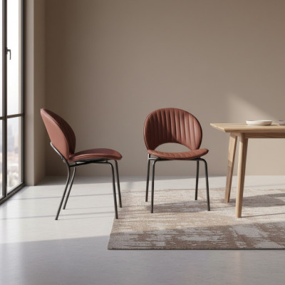Bruine eetkamerstoel luxe fauteuils keukenstoel leer houten stoelen