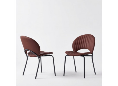 Bruine eetkamerstoel luxe fauteuils keukenstoel leer houten stoelen