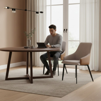Lichtbruine eetkamerstoel keukenstoel met roestvrijstalen frame houten stoelen