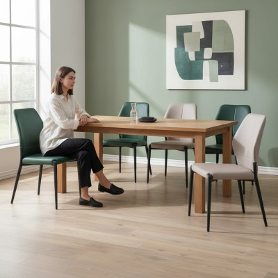 Groene designer leren stoel Moderne eetkamerstoelen Keuken zitmeubelen Nieuw