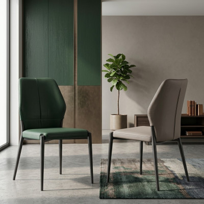 Groene designer leren stoel Moderne eetkamerstoelen Keuken zitmeubelen Nieuw