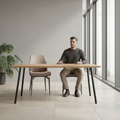 Beige eenzitsstoelen zonder armleuningen eetkamerstoelen keukenmeubels
