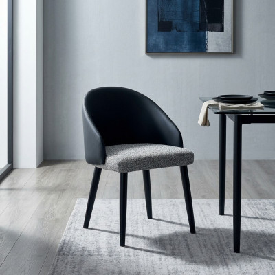 Grijze-blauwe eetkamerstoel Luxueuze fauteuil Houten stoelen
