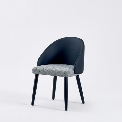 Grijze-blauwe eetkamerstoel Luxueuze fauteuil Houten stoelen