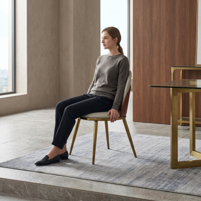 Witte-gouden stoel Stijlvolle eenzits gestoffeerde stoelen Roestvrijstalen stoelen