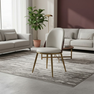 Witte-gouden stoel Stijlvolle eenzits gestoffeerde stoelen Roestvrijstalen stoelen