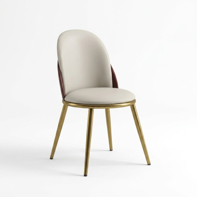 Witte-gouden stoel Stijlvolle eenzits gestoffeerde stoelen Roestvrijstalen stoelen
