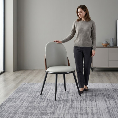 Eetkamer meubel designer wit eenzitter zonder armleuningen luxe houten stoel