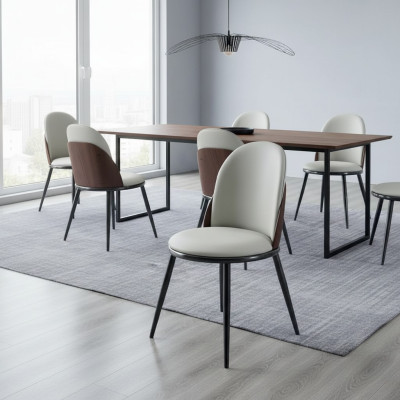 Eetkamer meubel designer wit eenzitter zonder armleuningen luxe houten stoel