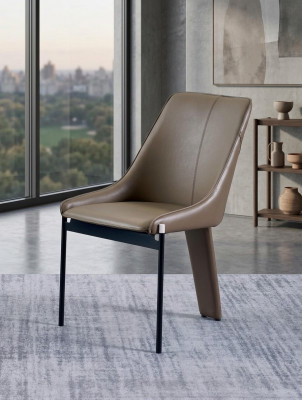 Bruine kunstleren stoel Moderne eenzitter Gestoffeerde stoelen Houten frame