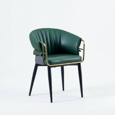 Groene eetkamerstoel ontwerper houten poten kunstleren stoelen roestvrijstalen meubels