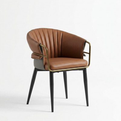 Bruine leren stoel ontwerper eetkamermeubels houten stoelen textiel stoelen
