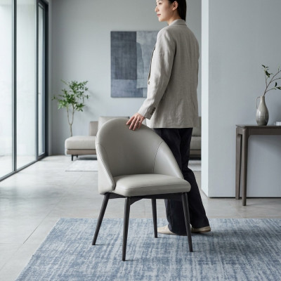 Witte eetkamer kunstlederen stoel luxe eenzitter hout gestoffeerde stoelen
