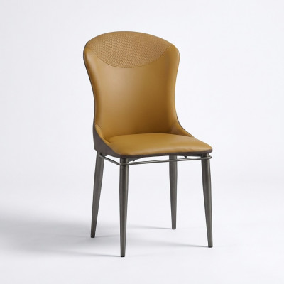 Bruine eetkamerstoel, luxe gestoffeerde stoelen, moderne houten stoelen