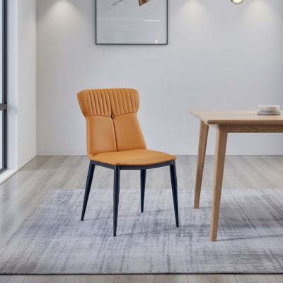 Bruine eetkamerstoelen Designer kunstleer Eenpersoons Luxe houten stoelen