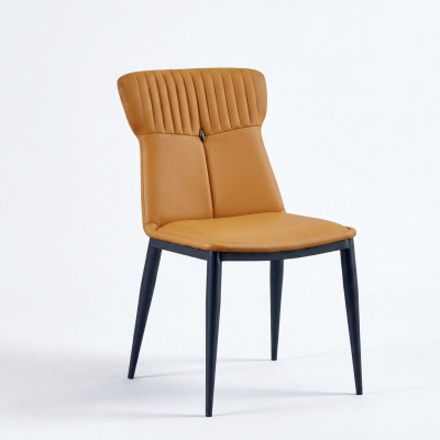 Bruine eetkamerstoelen Designer kunstleer Eenpersoons Luxe houten stoelen
