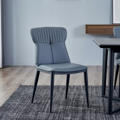 Kunstleren eetkamerstoel ontworpen blauwe stoel gestoffeerde stoelen 1-zits.