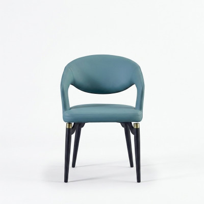 Blauwe eetkamerstoel Luxe 1-zits Stijlvolle EInsitzer houten stoelen
